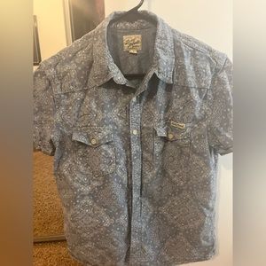 Lucky Brand. Cotton, button down, short sleeve top.
